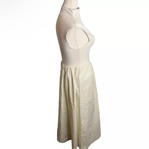 Jcrew Fitted knit mockneck dress with poplin skirt in natural - Picture 5 of 6
